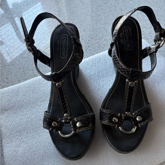 COACH PreLoved Black Wedges - Size 8 - Picture 2 of 9